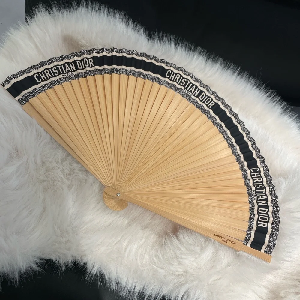 RARE Christian Dior DIORIVIERA Folding Fan Navy Black - Picture 1 of 5